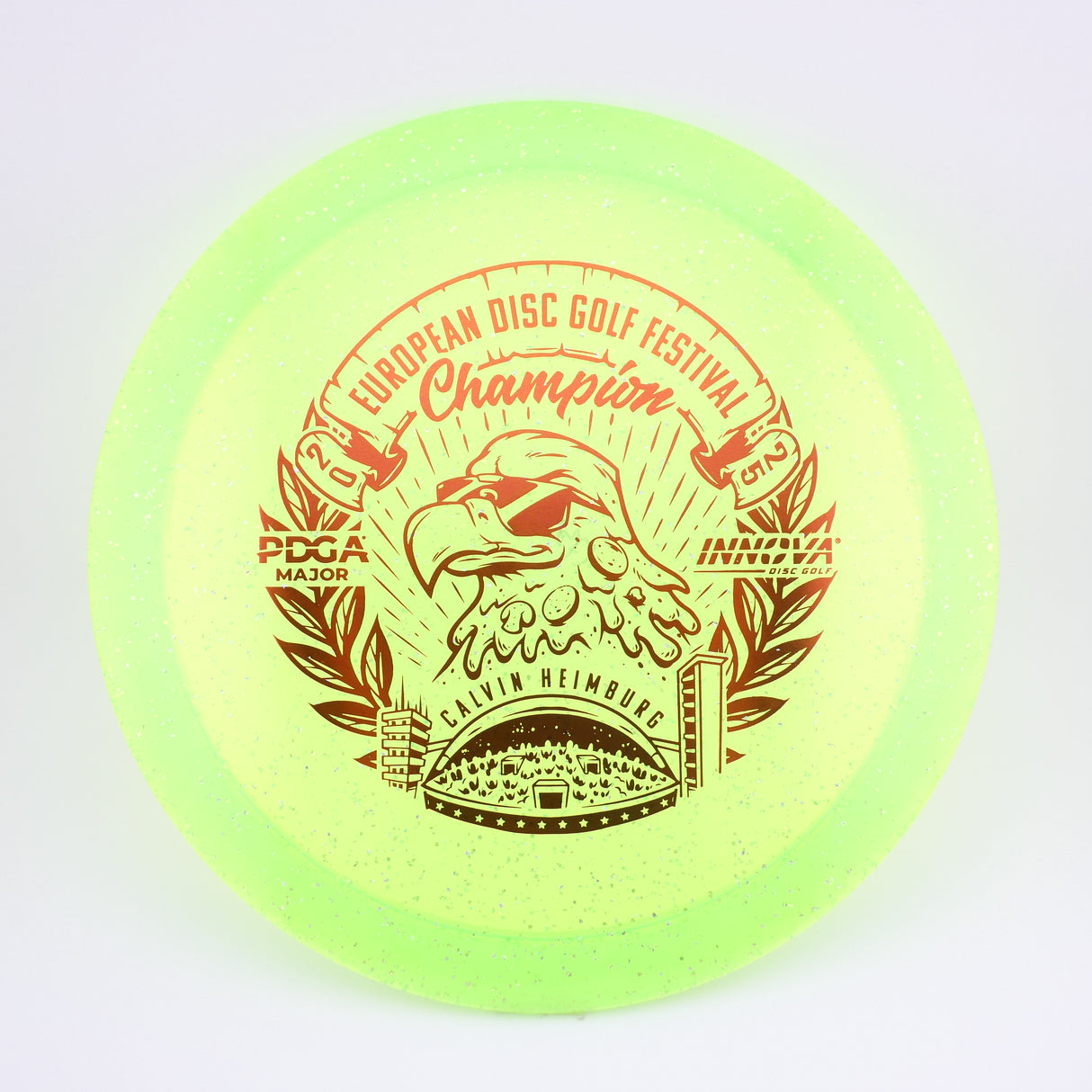 Innova Metal Flake Champion Eagle – Calvin Heimburg (Commemorative) slightly overstable fairway driver disc golf disc