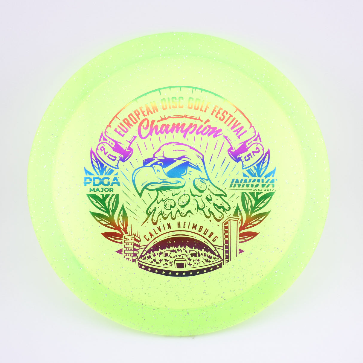 Innova Metal Flake Champion Eagle – Calvin Heimburg (Commemorative) slightly overstable fairway driver disc golf disc