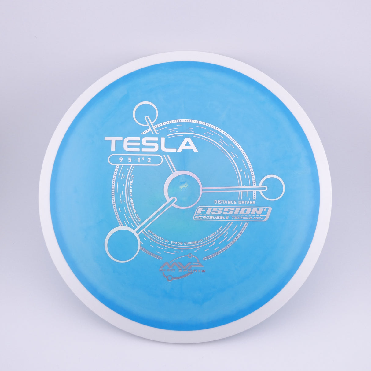 MVP Fission Tesla 135-139g slightly overstable distance driver disc golf disc