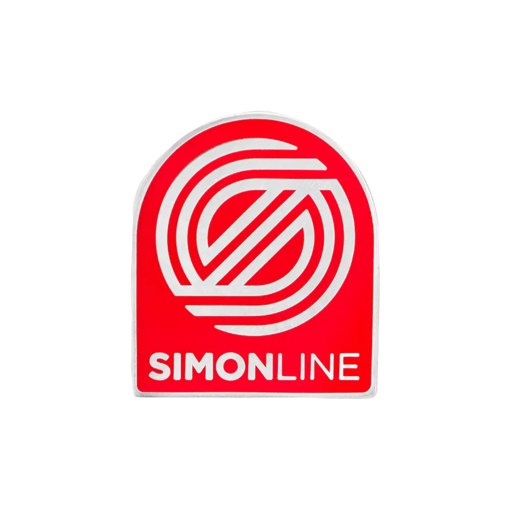 Red and white logo with 'Simonline' text on a light gray background