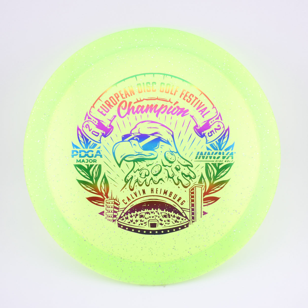 Innova Metal Flake Champion Eagle – Calvin Heimburg (Commemorative) slightly overstable fairway driver disc golf disc