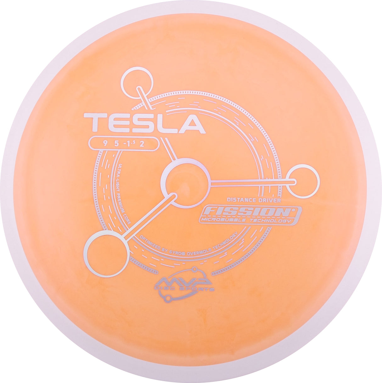 MVP Fission Tesla 145-149g slightly overstable distance driver disc golf disc