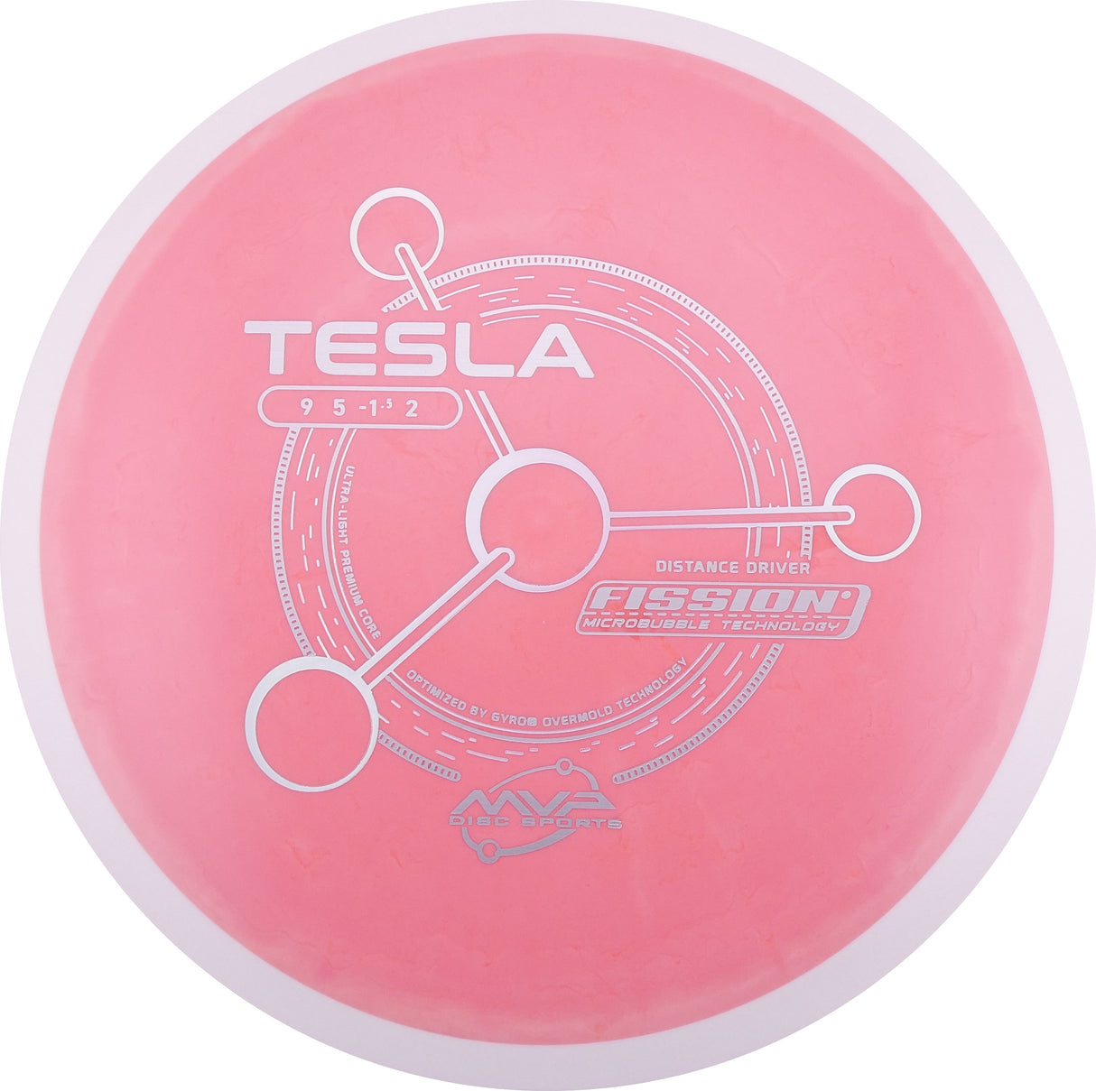 MVP Fission Tesla 140-144g slightly overstable distance driver disc golf disc