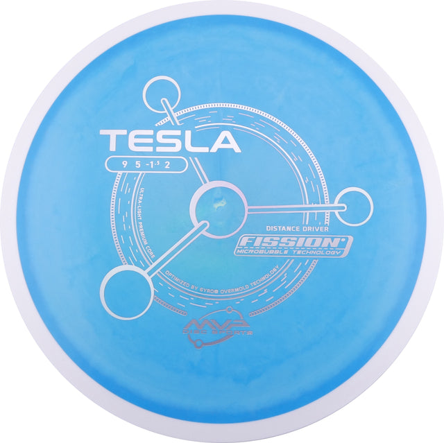 MVP Fission Tesla 135-139g slightly overstable distance driver disc golf disc